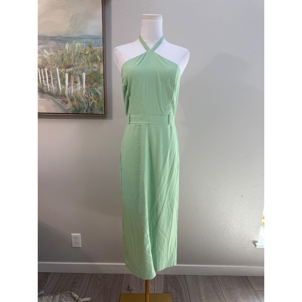 Forever 21 Sage Green Halter Neck Midi Sheath Dress Size Medium NWT